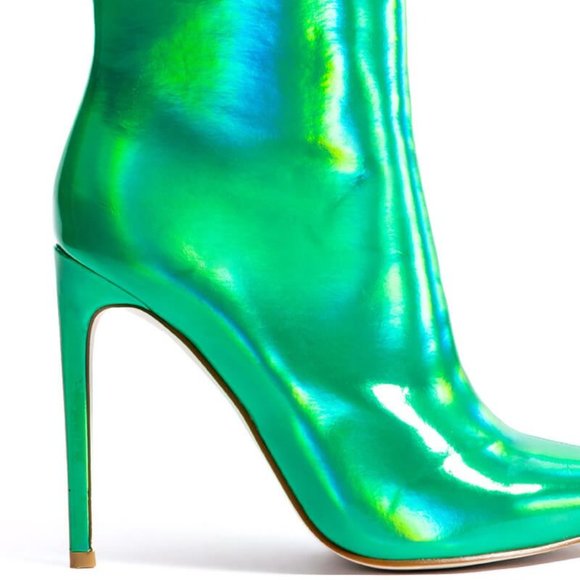 Stasia Envy Me: Holographic Green Stiletto Boot Size 7.5 - Picture 3 of 6